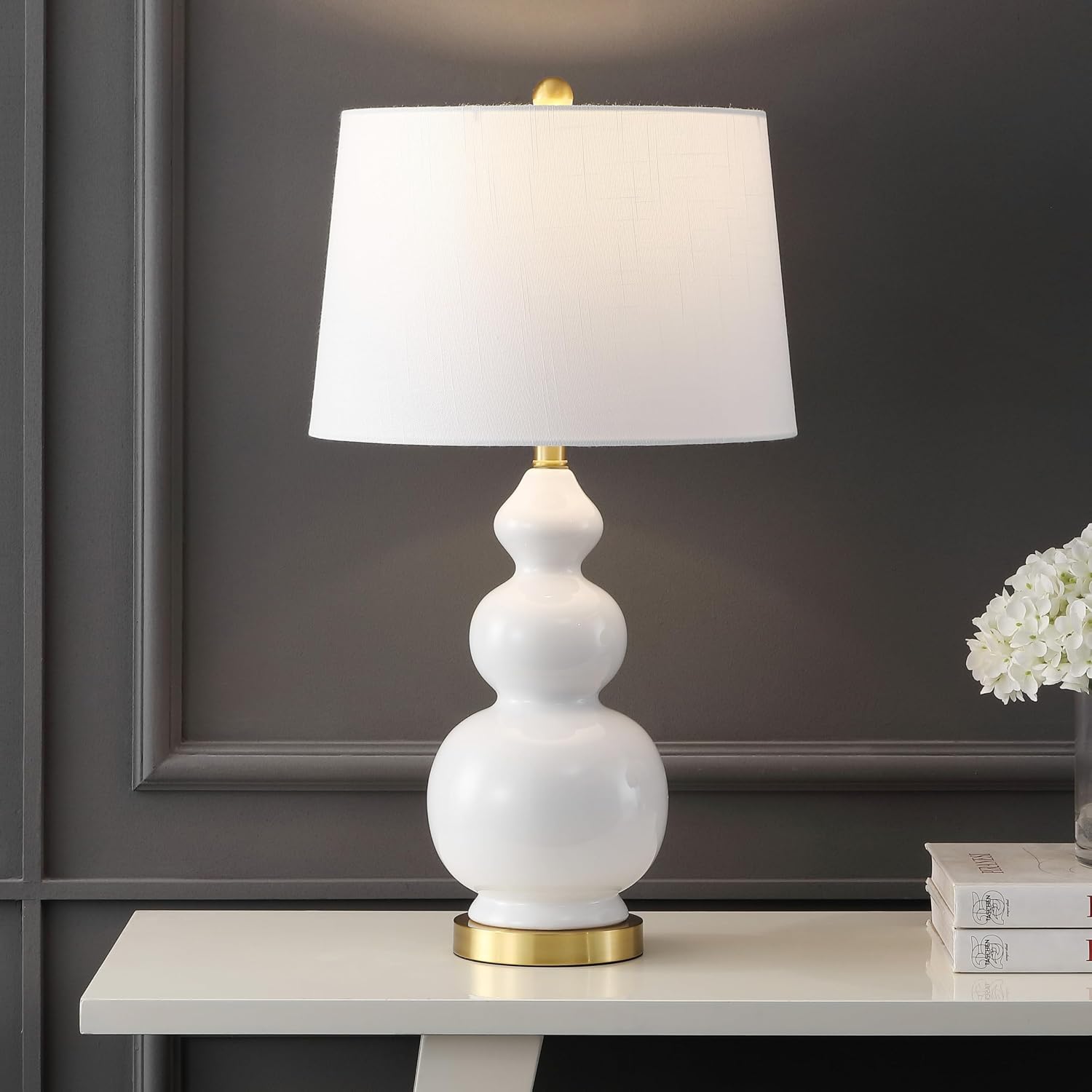 White Brass Gourd Table Lamp