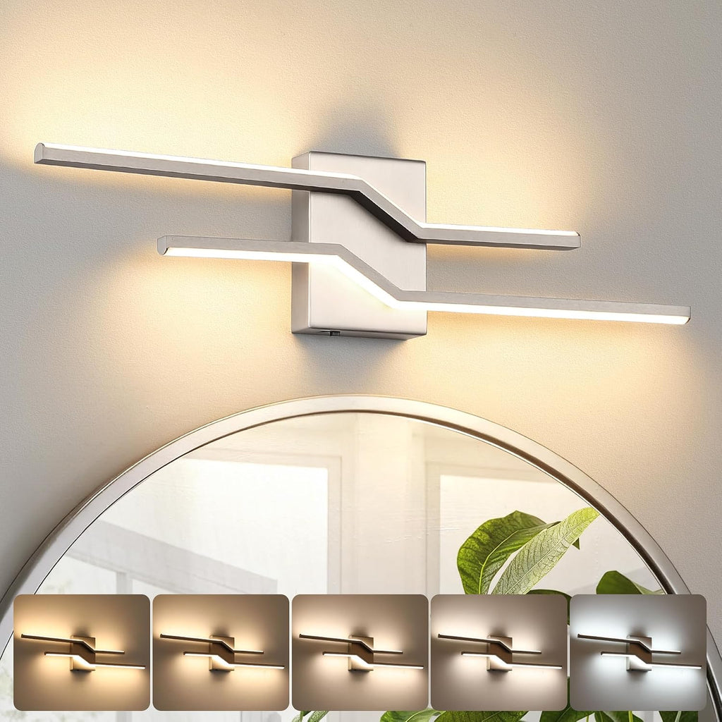 Brushed Nickel 5CCT LED Bathroom Vanity Light Bar