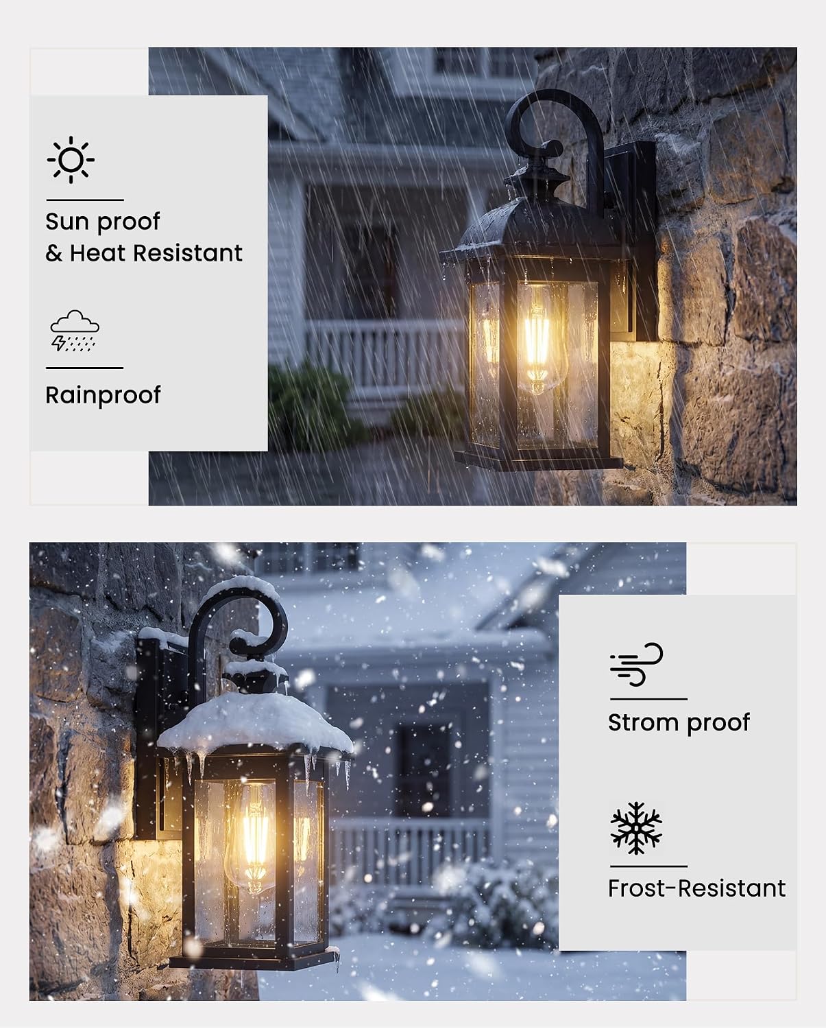 2 Pack Black Seeded Glass Outdoor Sconce