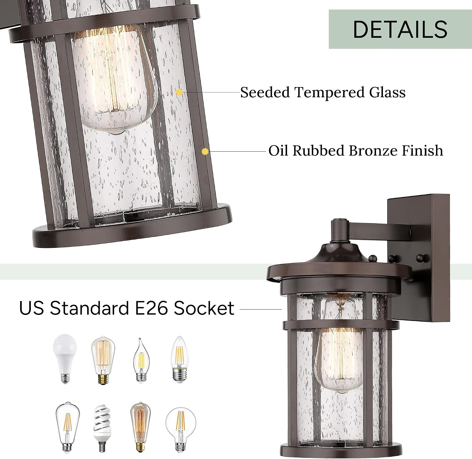 2 Pack Bronze Outdoor Wall Sconces
