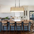 31.5" Linear Fabric Rattan 5-Light Farmhouse Chandelier