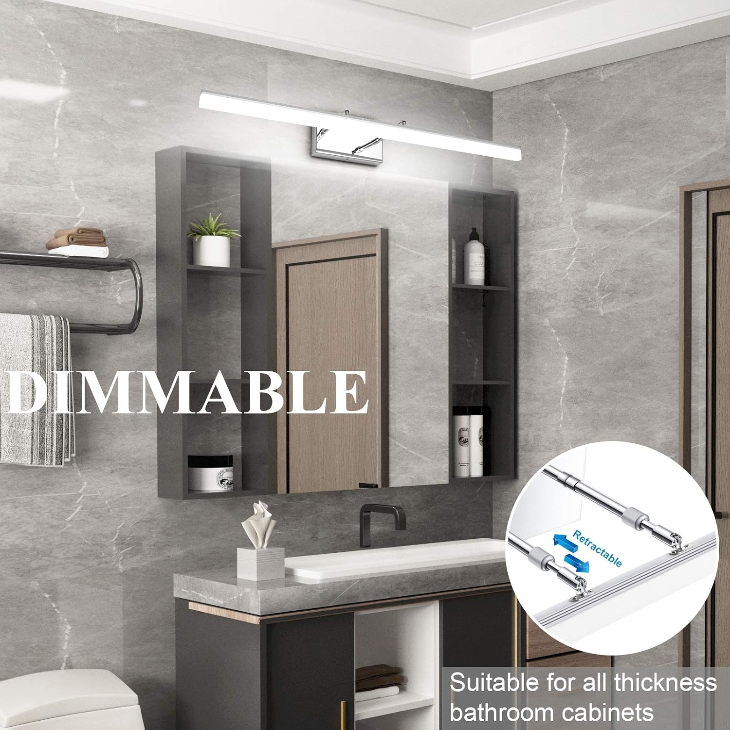 31.5" Chrome Dimmable LED Bathroom Vanity Light