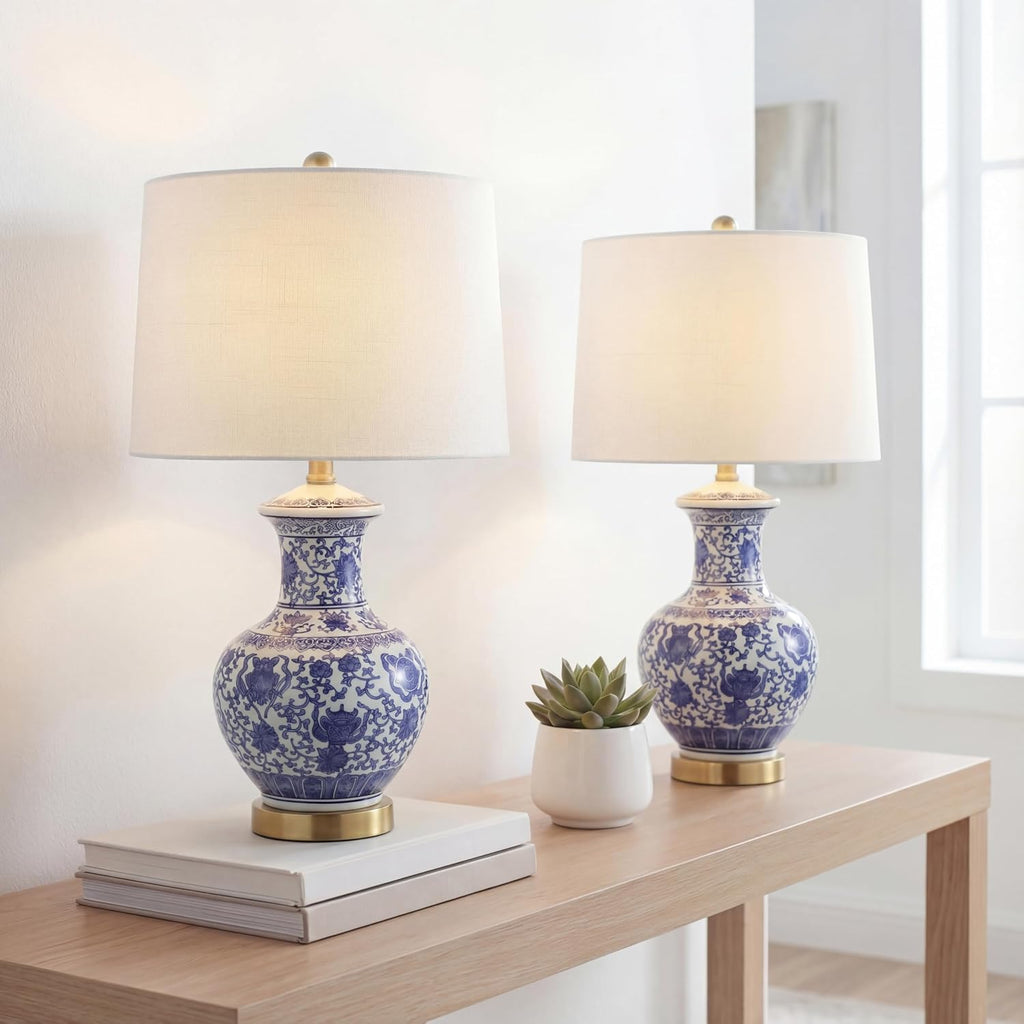 2 Pack Ginger Jar Ceramic Table Lamps