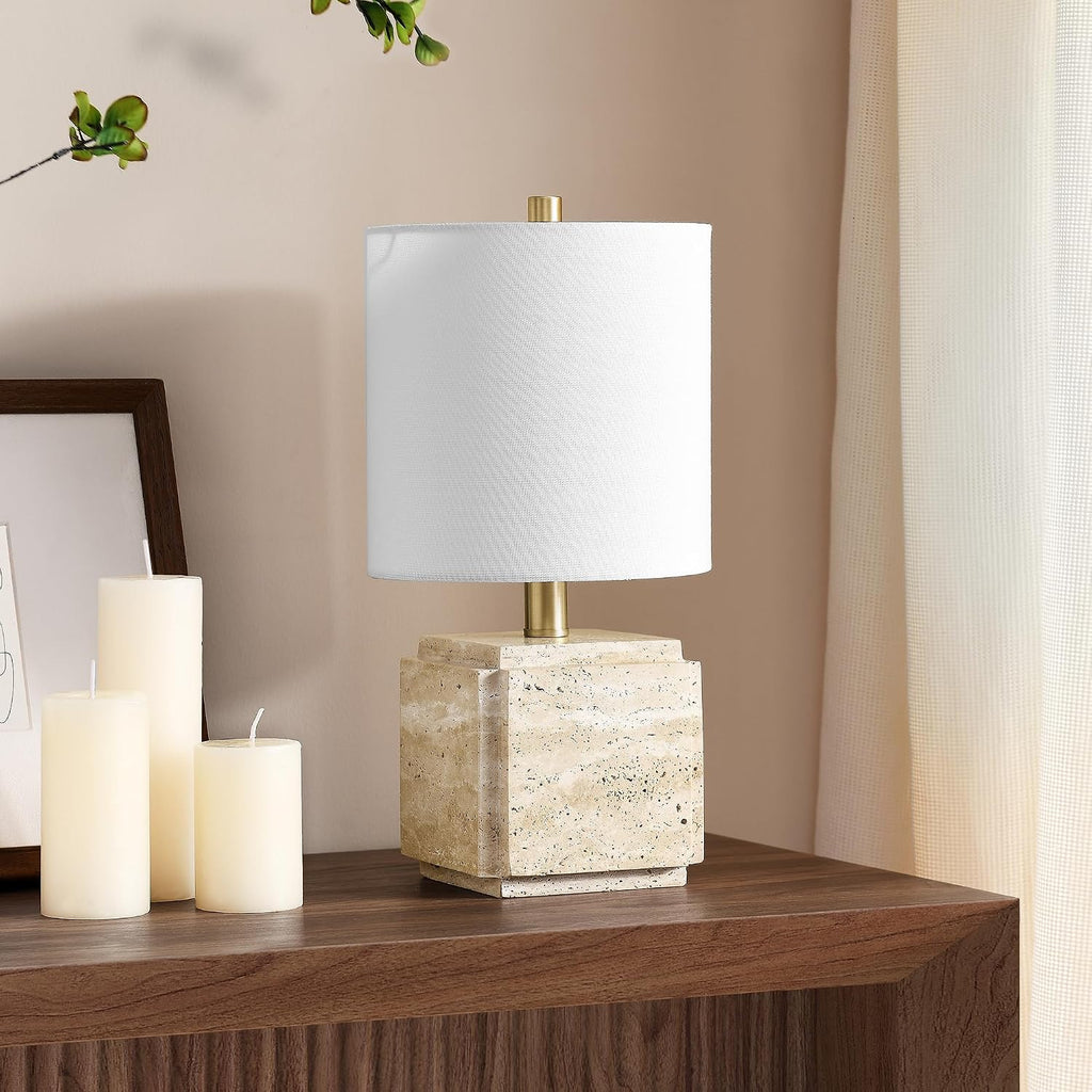 Beige Travertine Stone Table Lamp