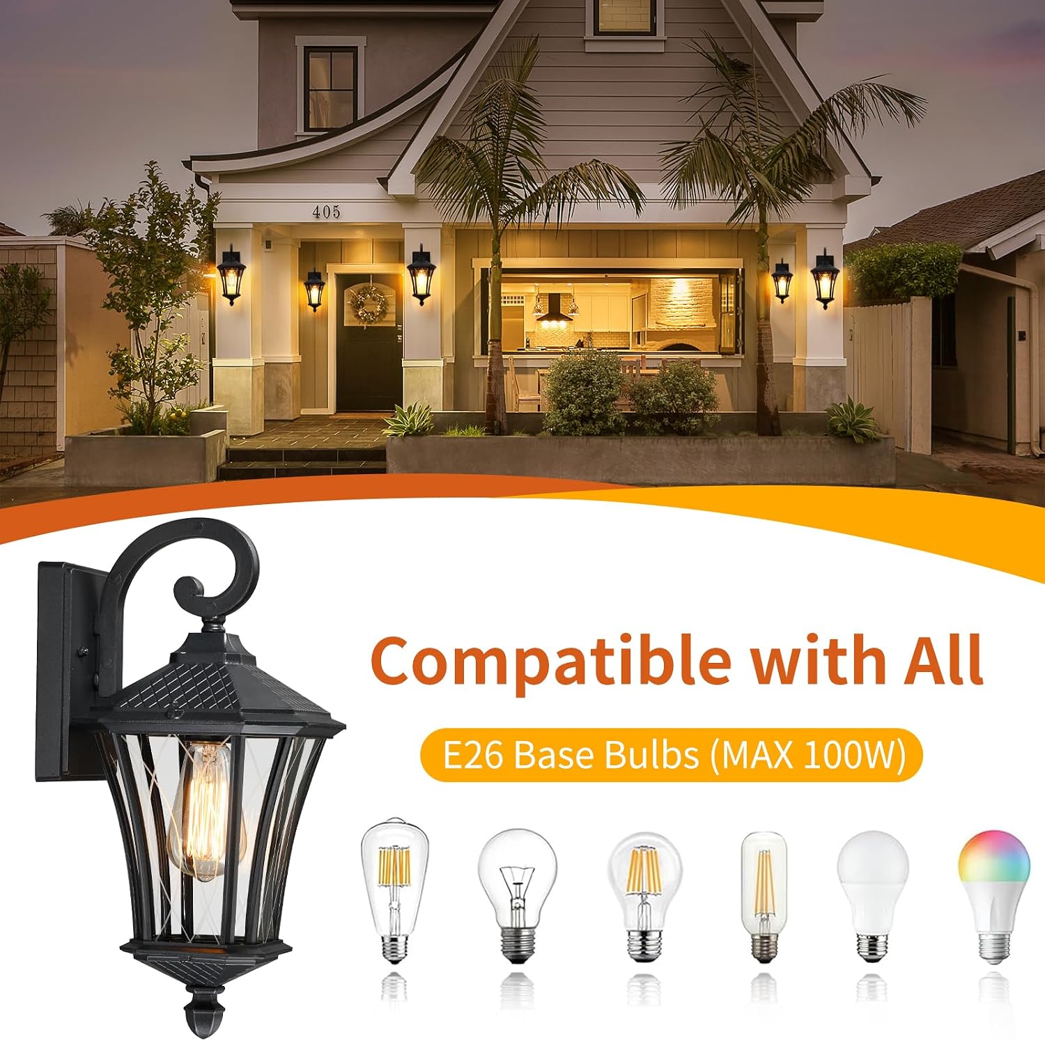 2 Pack Black Farmhouse Outdoor Wall Sconce