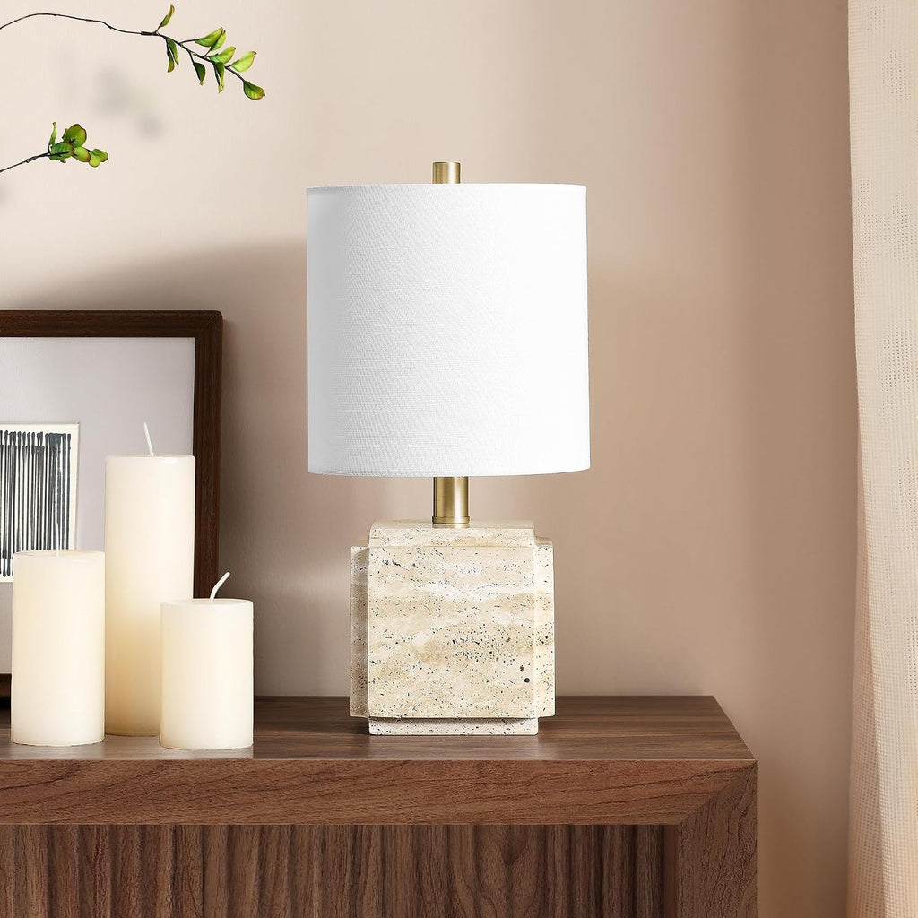 Beige Travertine Stone Table Lamp