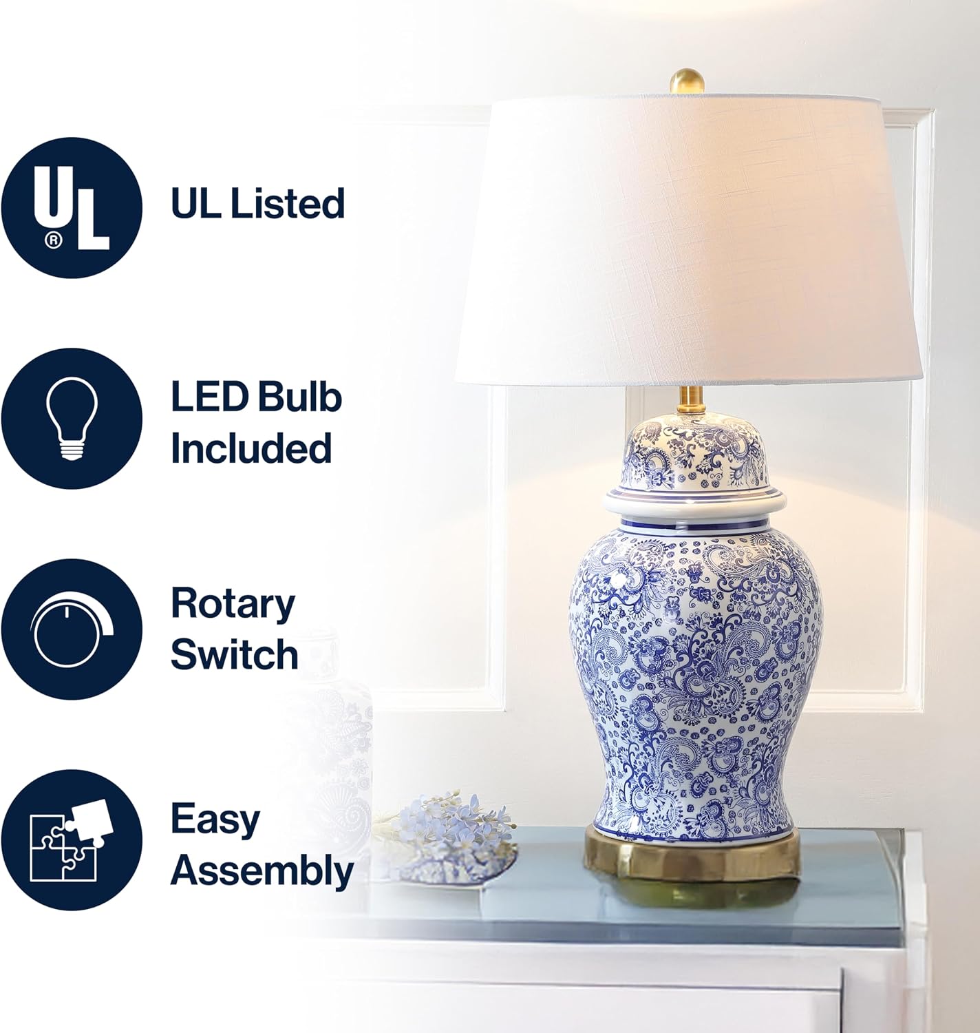 Blue Ginger Jar Ceramic Table Lamp