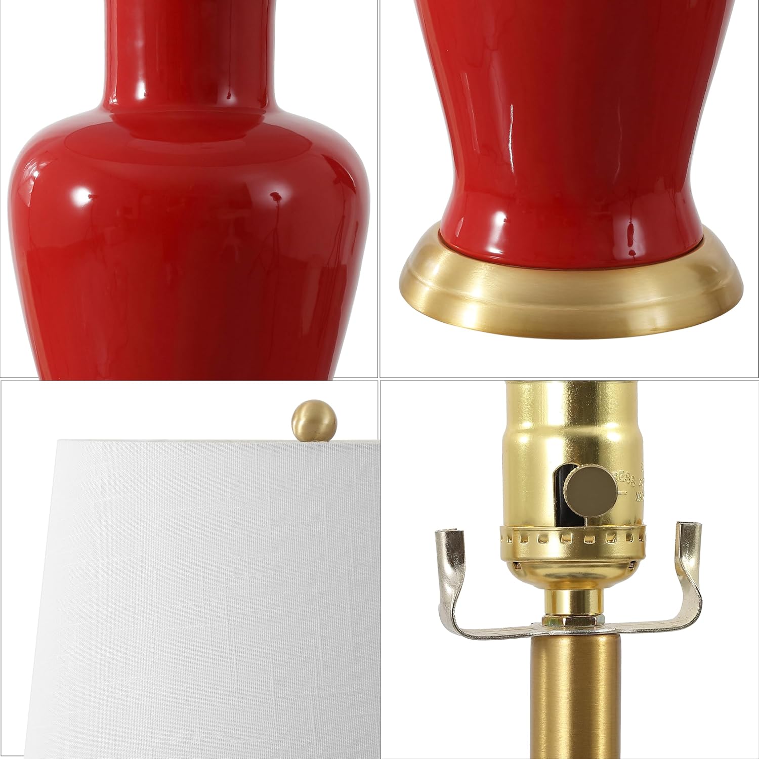29" Red Ceramic Urn Table Lamp
