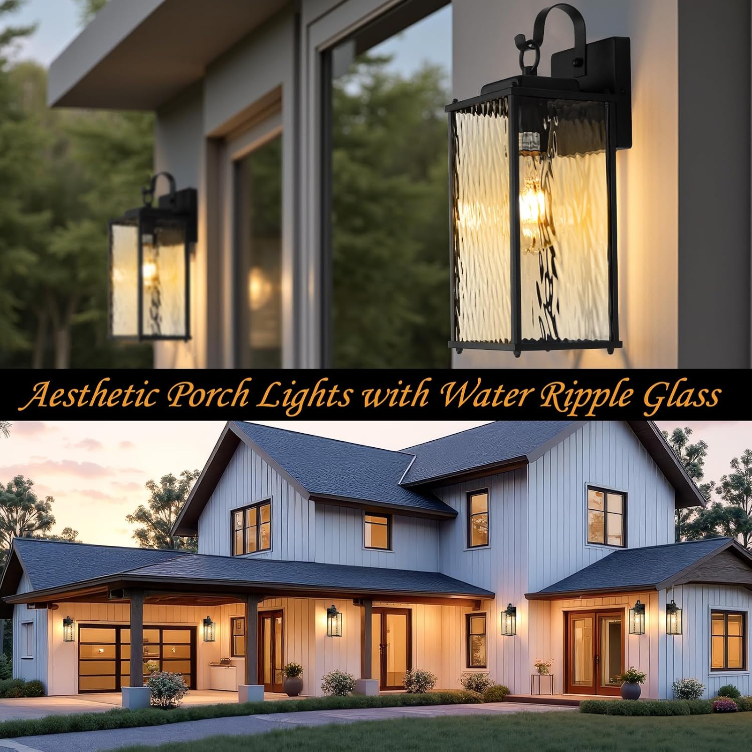 15" Black IP65 Water Ripple Outdoor Sconce