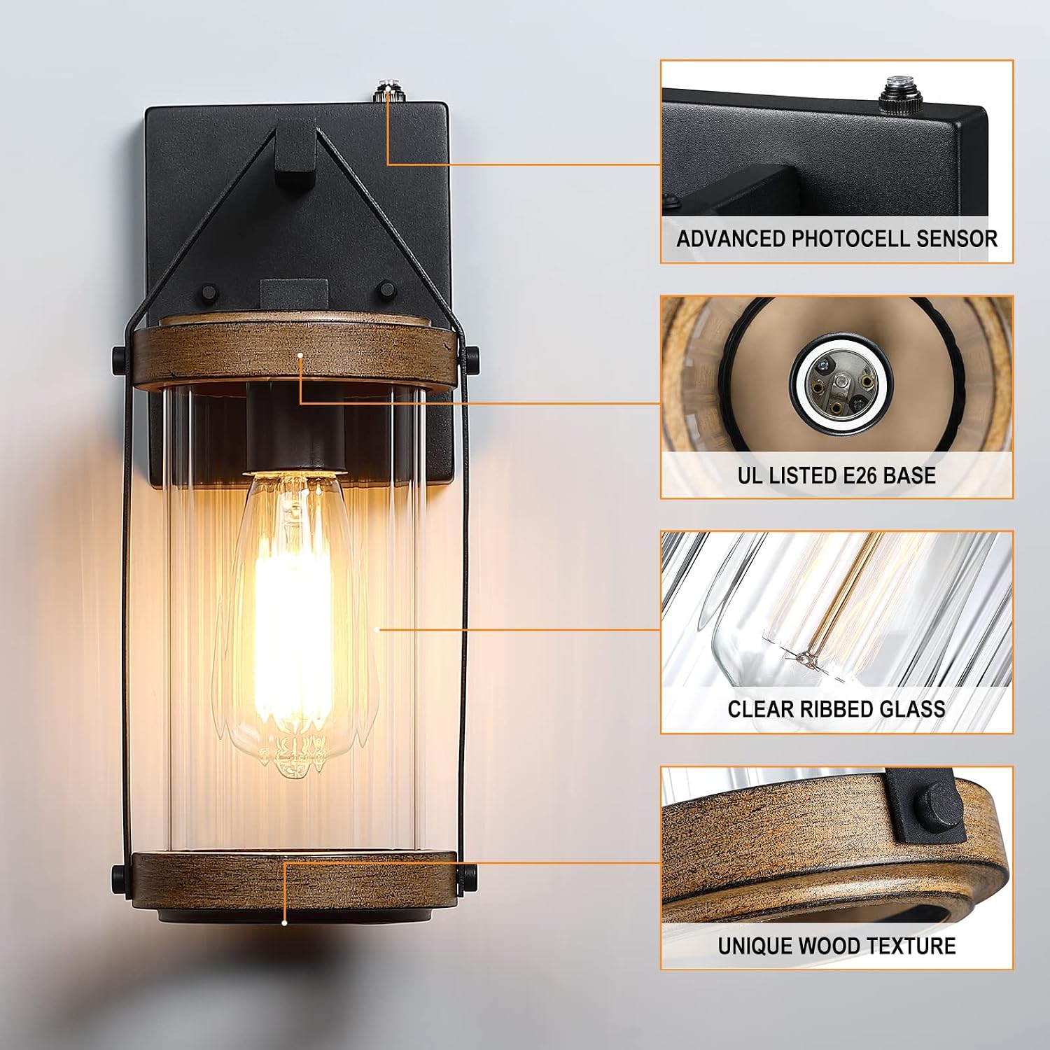 2 Pack Dusk to Dawn Outdoor Wall Lanterns