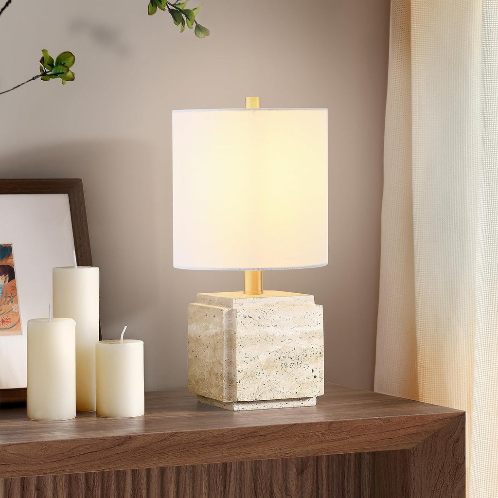 Beige Travertine Stone Table Lamp