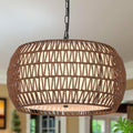Dark Brown 5-Light Fabric Rattan Farmhouse Chandelier