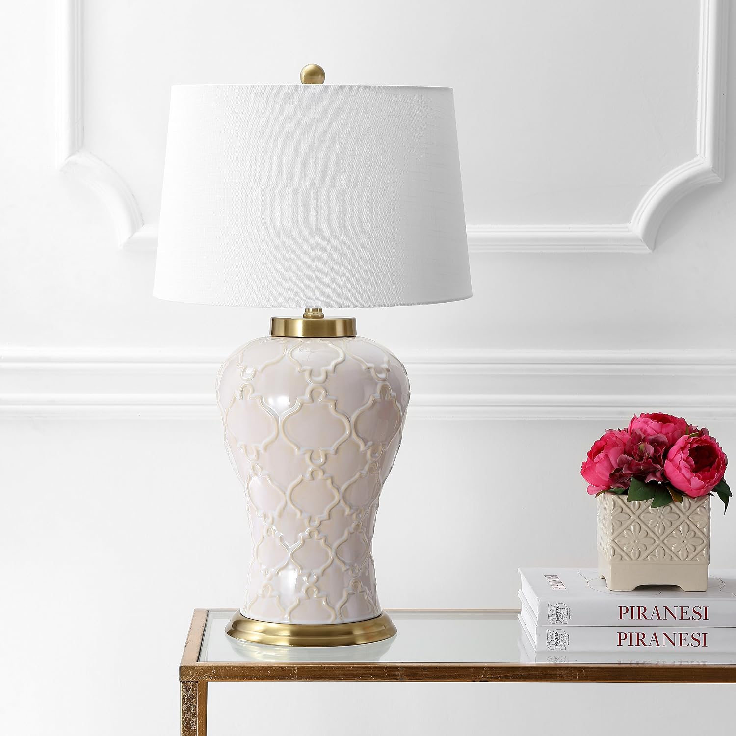 Cream Ceramic Brass Table Lamp