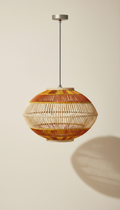 Rattan Fabric Ceiling Pendant with Linear Weave